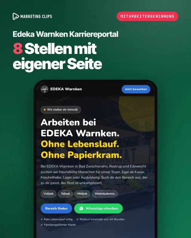 Edeka Warnken Karriereportal: Mitarbeitergewinnung für EDEKA Warnken