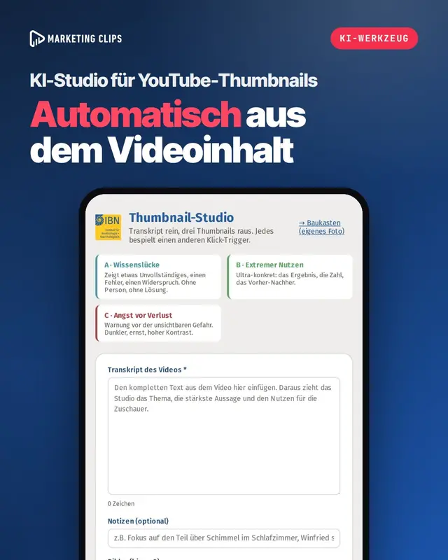 KI-Studio für YouTube-Thumbnails: KI-Werkzeug für Bildungsinstitut
